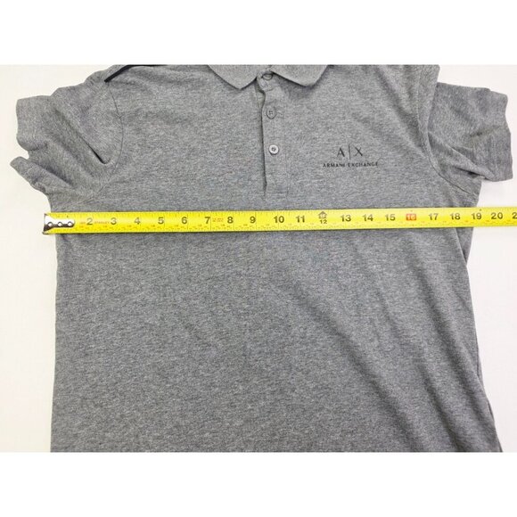 A/X Armani Exchange Size Small Mens Charcoal Gray chest Logo Short Sleeve Polo - Picture 3 of 10
